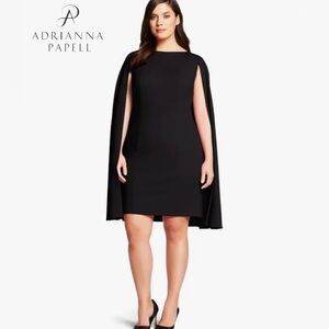 NWT Adrianna Papell Structured Cape Sheath Dress Black Dark Formal | Sz 14